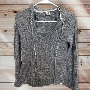 Roxy Hooded Pullover Sweater Gray Size Small